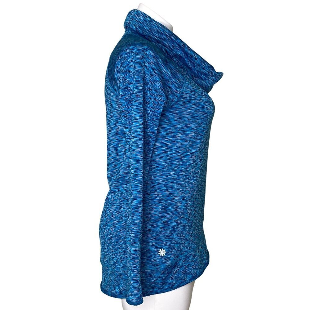 Athleta Space Dye Tranquility Fleece Pullove  Cowl Neck Top, Blue Women's Size L - Picture 4 of 10